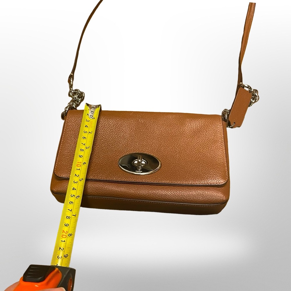 Coach Pebbled Leather Turnlock Crossbody Bag Brown brass Hardware luxury chic - Picture 9 of 10